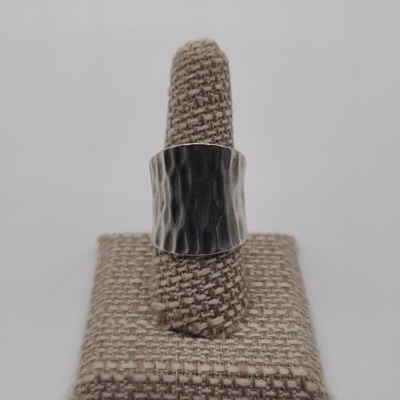 Size 9.75 Sterling Silver Wide Unique Pattern Heavy Ring A1988 - Picture 1 of 8